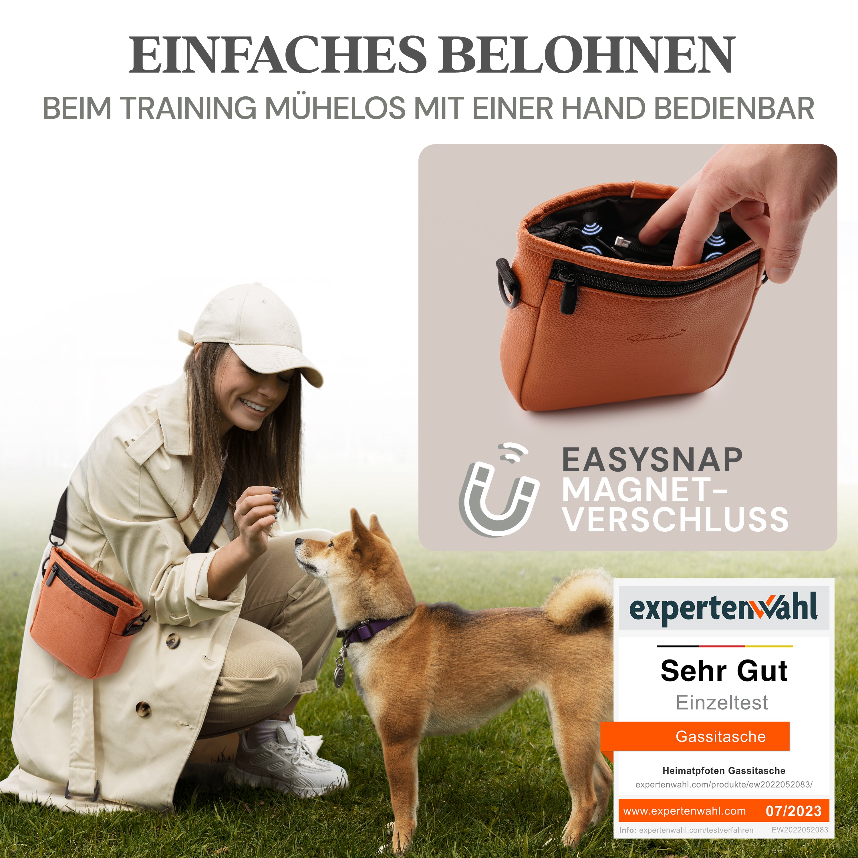 Hunde-Leckerlitasche | Cognac-Braun | L