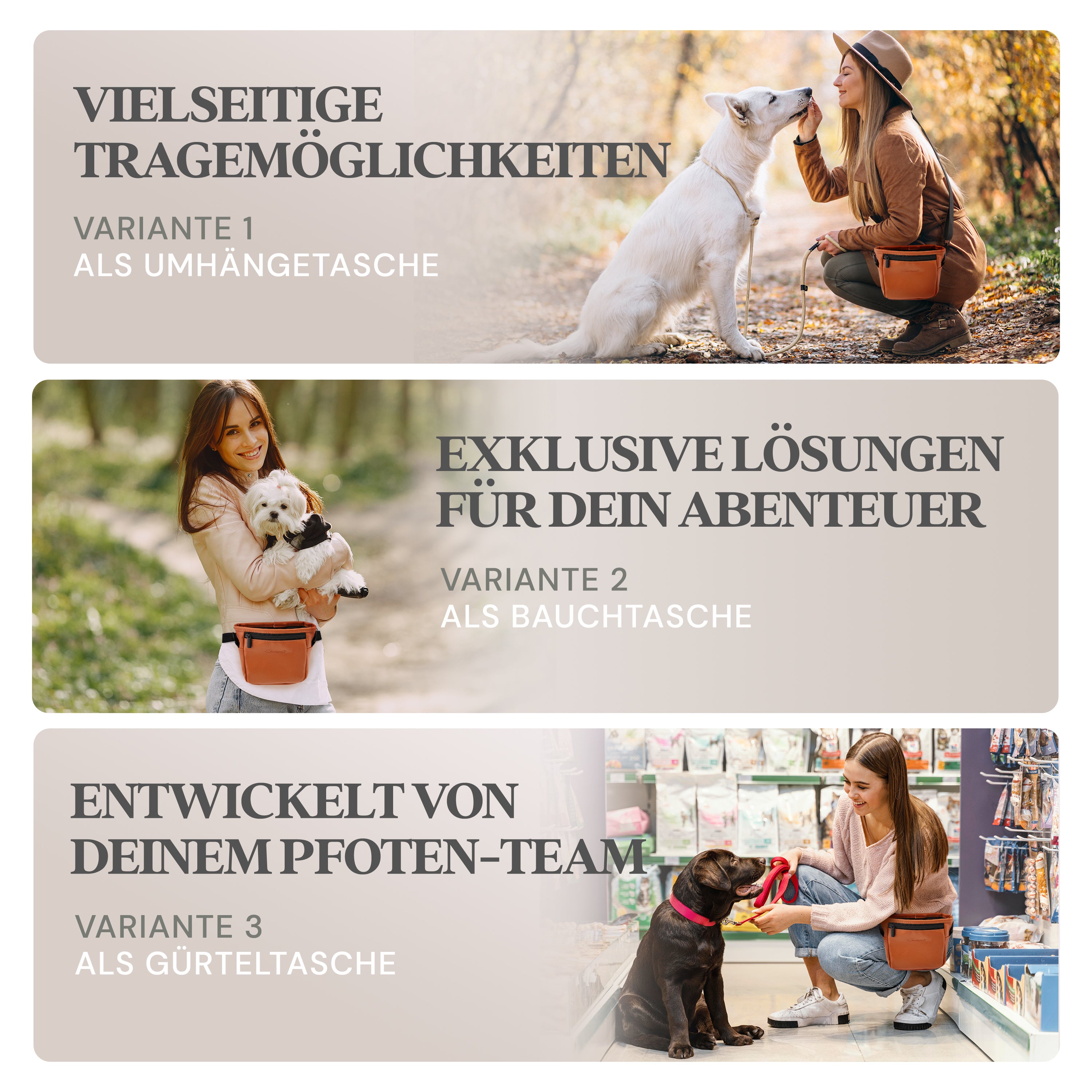Hunde-Leckerlitasche | Cognac-Braun | L