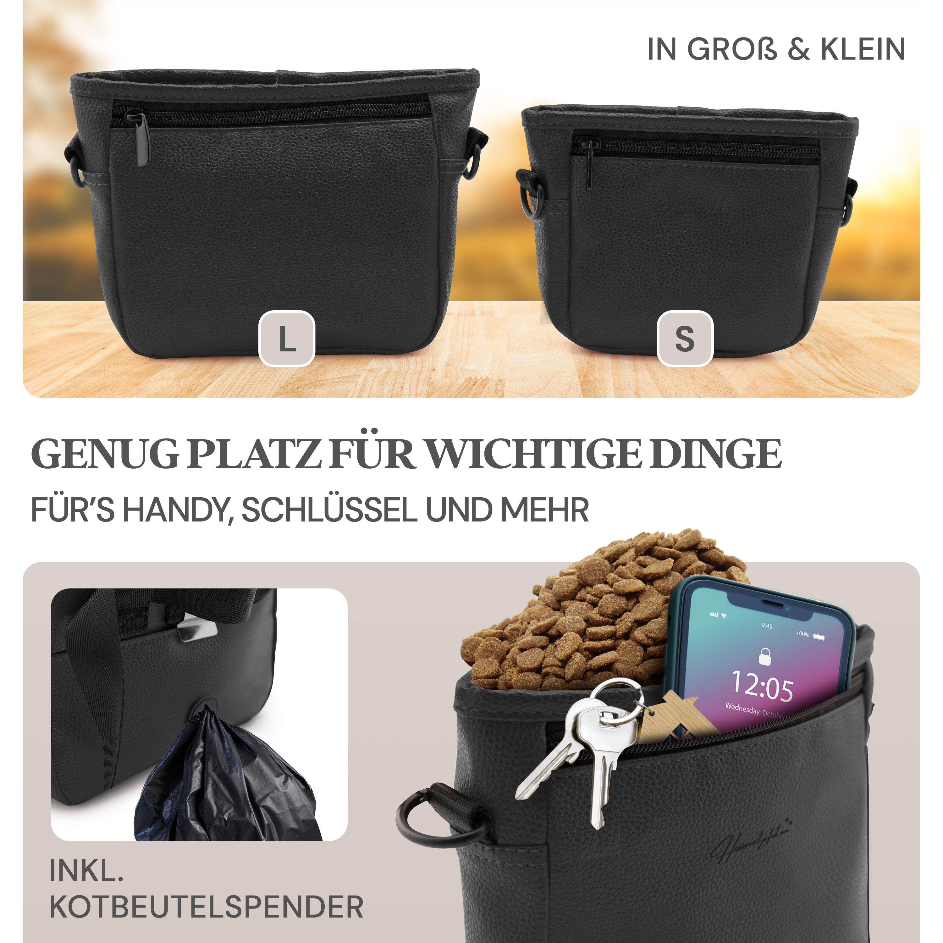 Hunde-Leckerlitasche | Schwarz | L