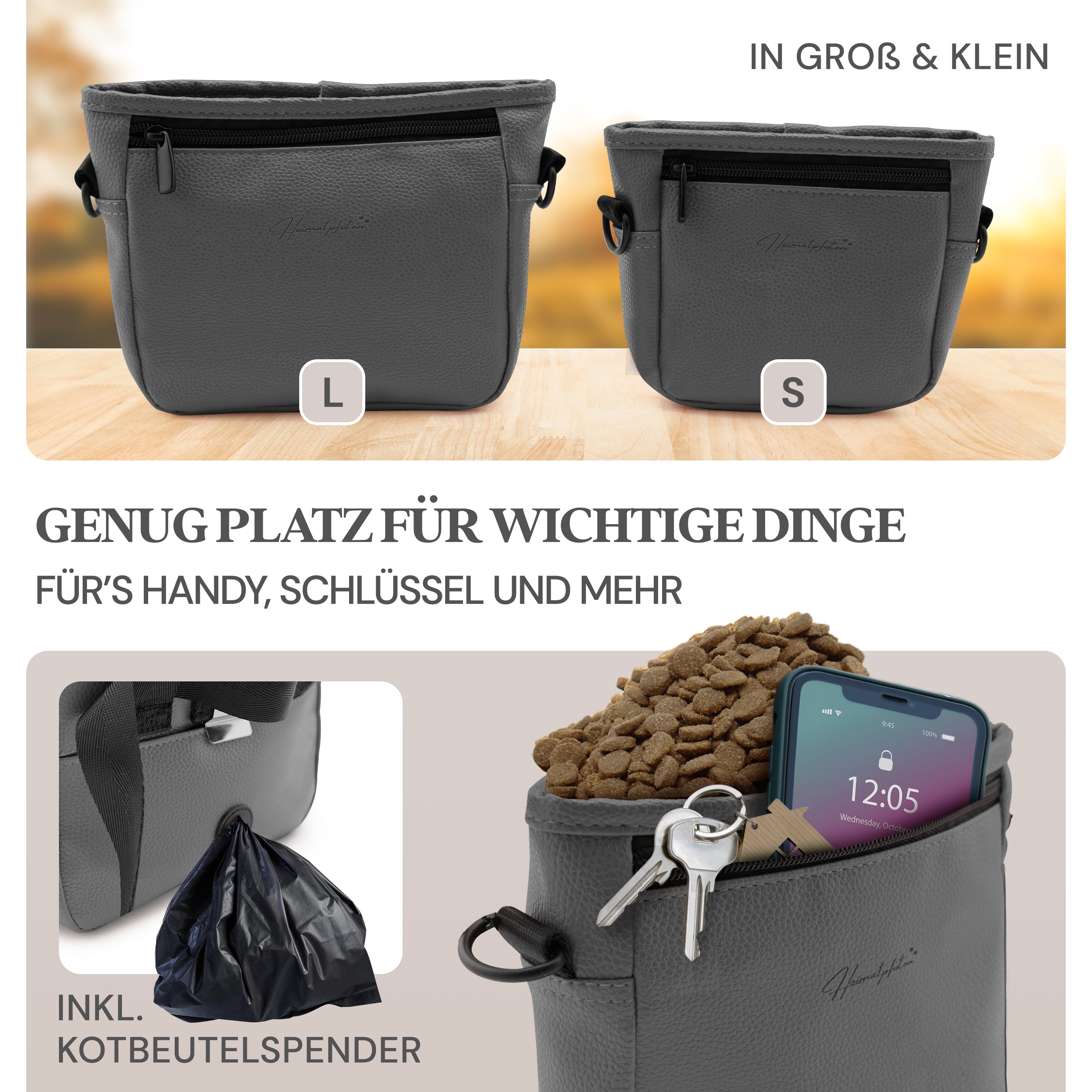 Hunde-Leckerlitasche | Anthrazit | L