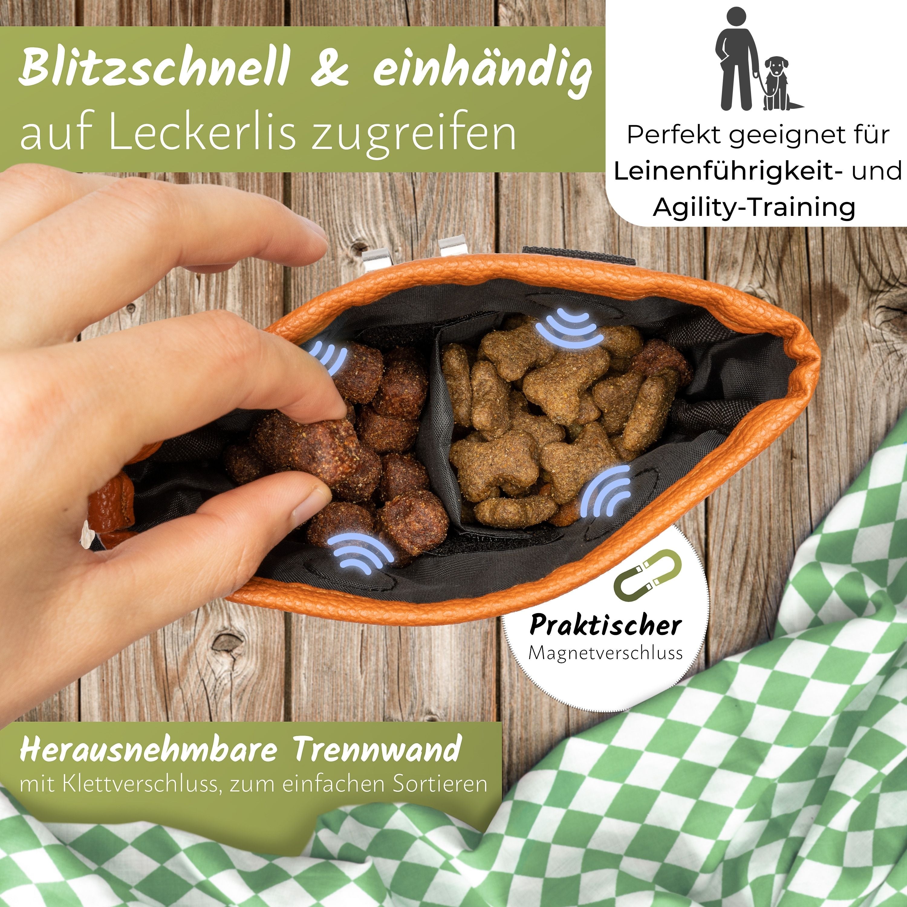 Hunde-Leckerlitasche | Cognac-Braun | M