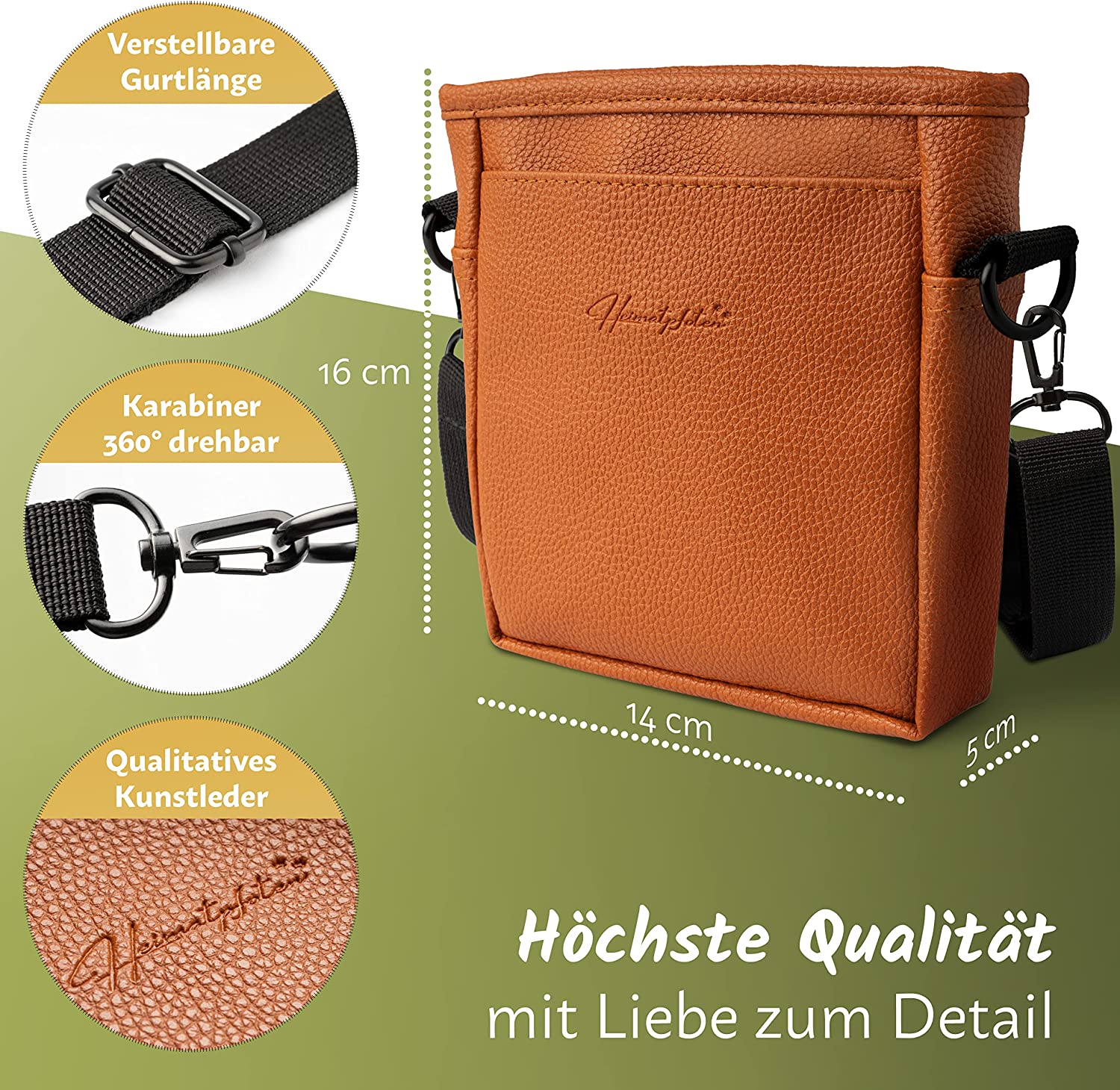 Hunde-Leckerlitasche | Cognac-Braun | M