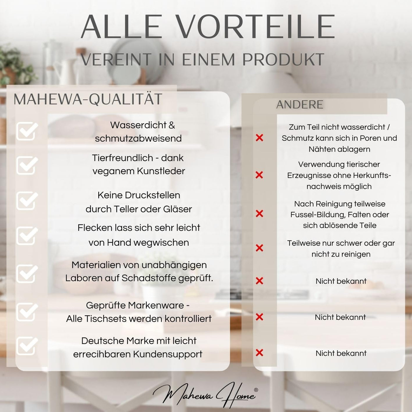 Premium Tischläufer aus Leder-Imitat - Eckig - Anthrazit / Bordeuax