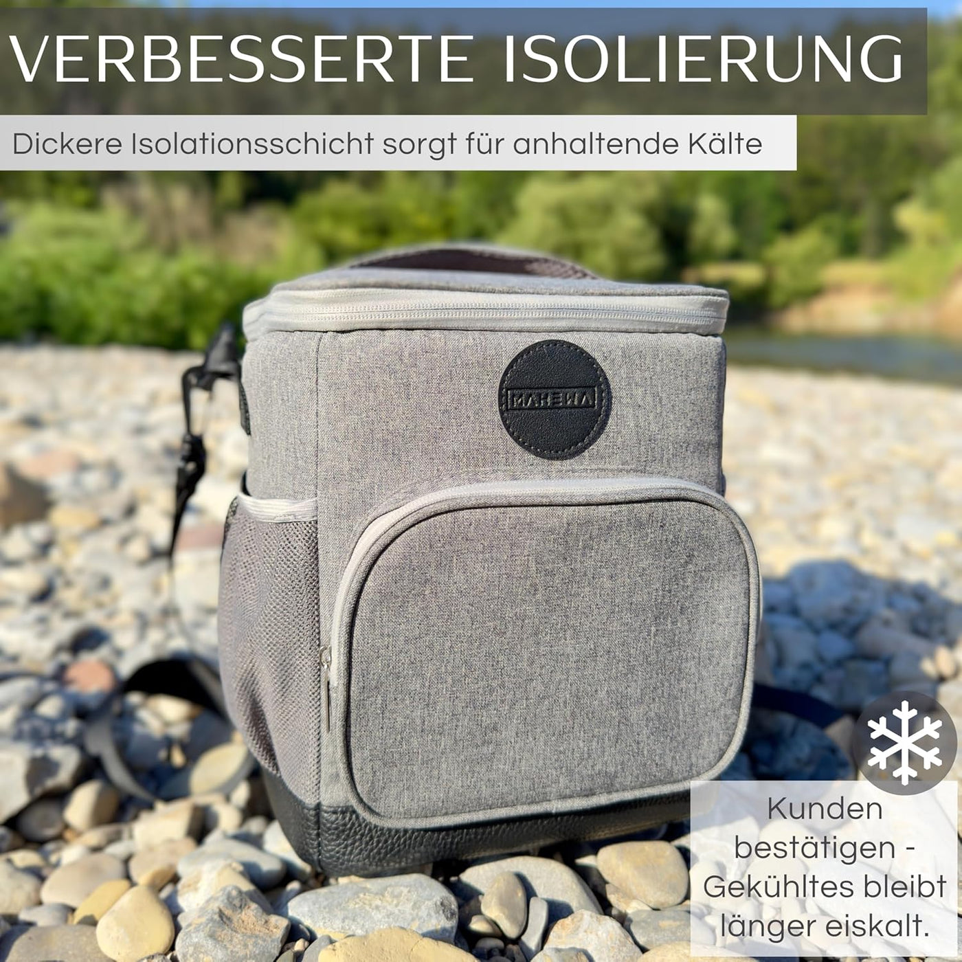 10 L Thermo-Kühltasche mit Kühlakkus - eckig - Grau