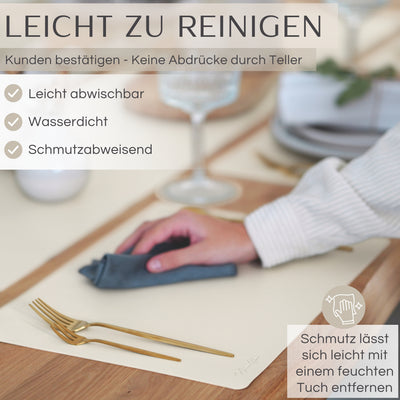 Tischset aus Lederimitat - Eckig 6er Set - Cremebeige