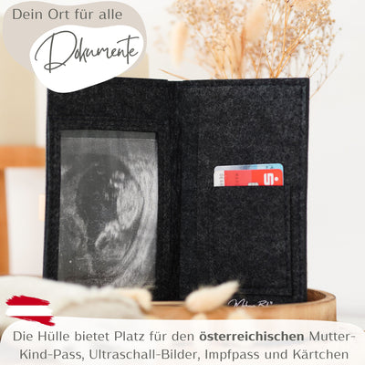 Mutterkindpass-Hülle aus Filz passend für den österreichischen Mutter-Kind-Pass - Anthrazit