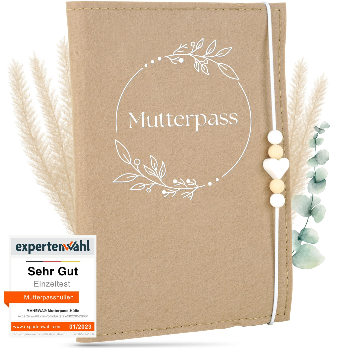 Mutterpasshülle aus Filz passend für den deutschen Mutterpass - Beige