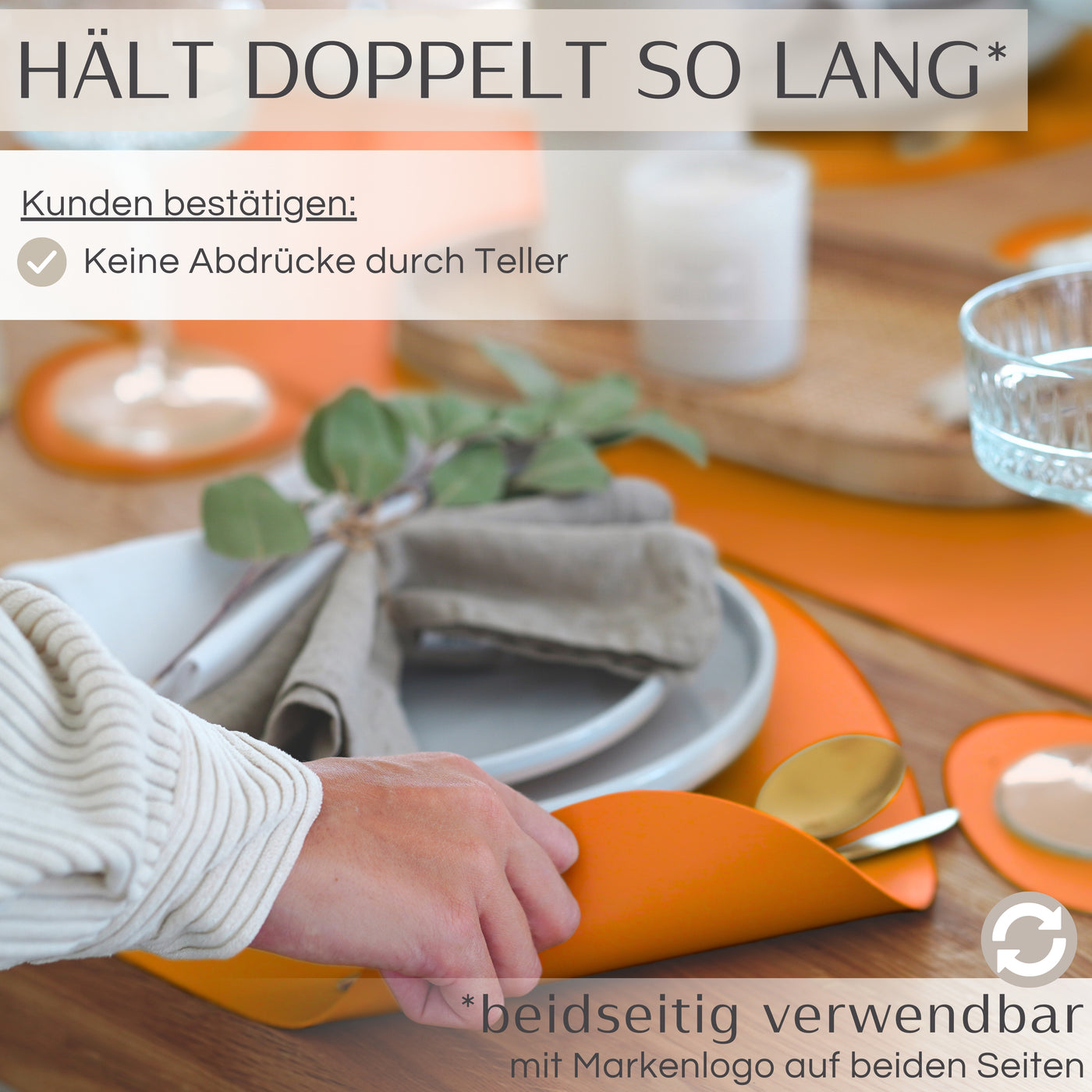 Tischset aus Lederimitat - Oval - Orange