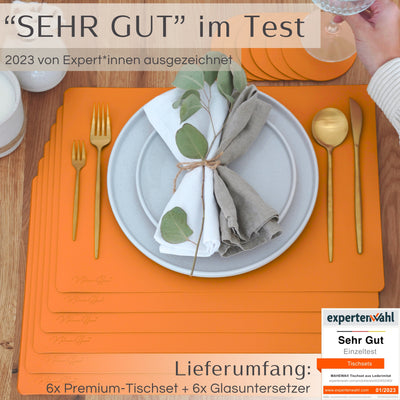 Tischset aus Lederimitat - Eckig 6er Set - Orange