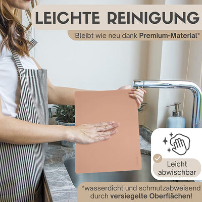 Tischset aus Lederimitat - Eckig 6er Set - Rose