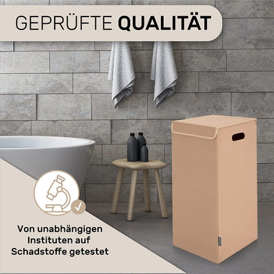 Wäschekorb mit Deckel aus Filz - Beige