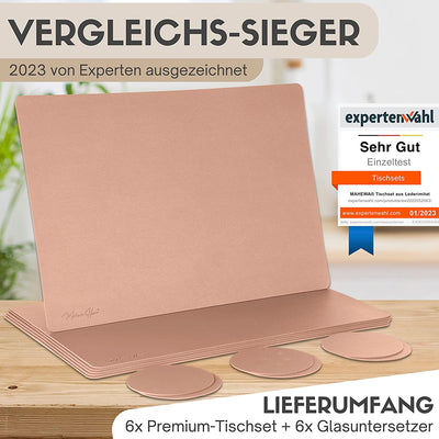 Tischset aus Lederimitat - Eckig 6er Set - Rose