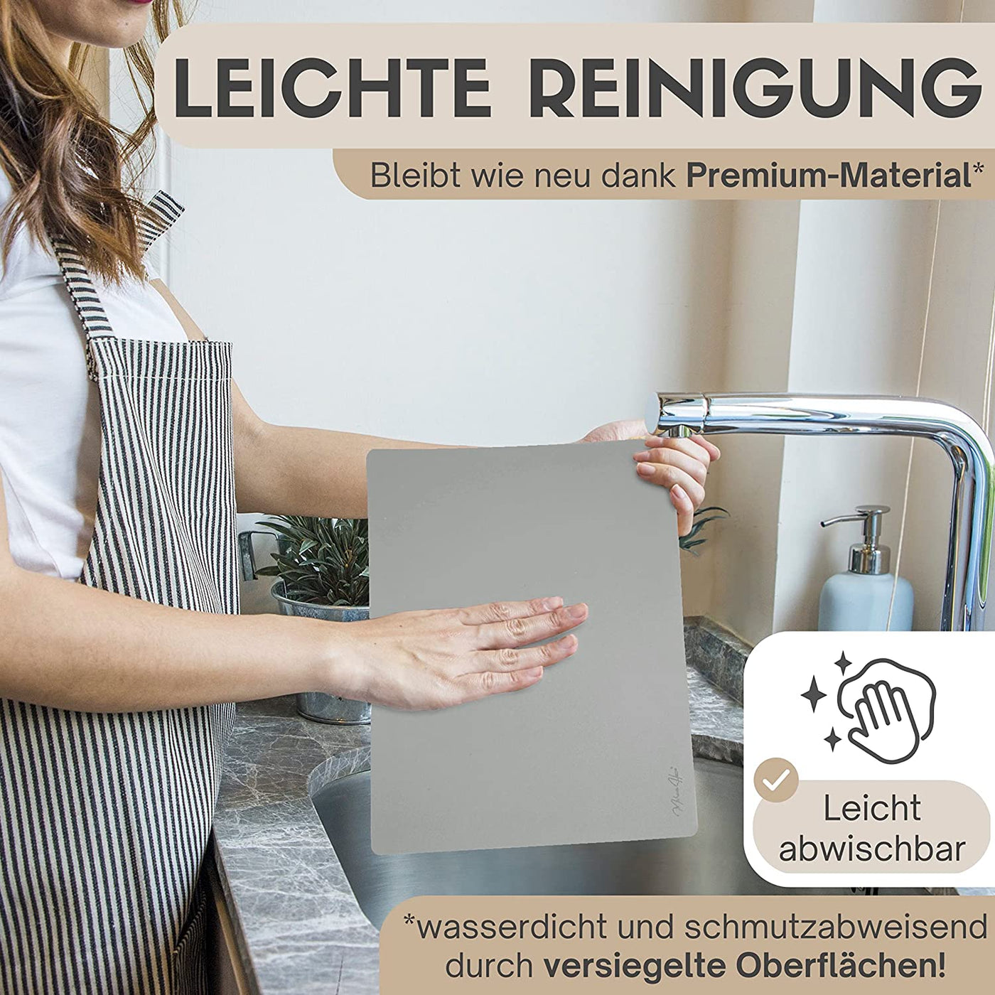 Tischset aus Lederimitat - Eckig 6er Set - Silber